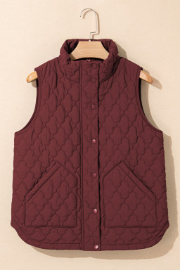 Wild Ginger  Flower Shape Quilted Snap Button Zip Up Winter Vest