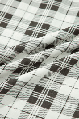 Gray Plaid Wide Leg Casual Pants