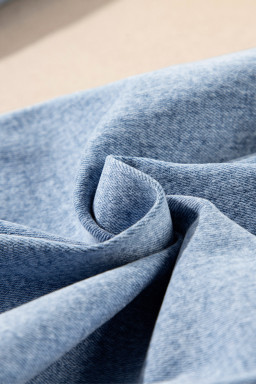 Light Blue Chic Patch Pocket Straight Leg Loose Jeans