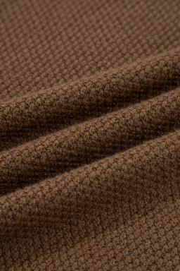 Dark Brown Colorblock Striped Sleeve Detail Knit Sweater
