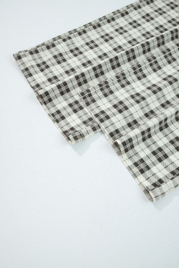 Gray Plaid Wide Leg Casual Pants