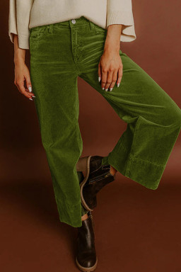 Vineyard Green Corduroy Solid Color High Waist Wide Leg Pants