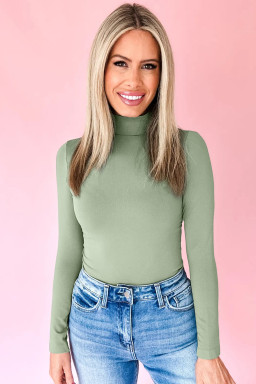 Green Bay Slim Fit High Neck Long Sleeve Basic Top
