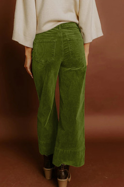 Vineyard Green Corduroy Solid Color High Waist Wide Leg Pants