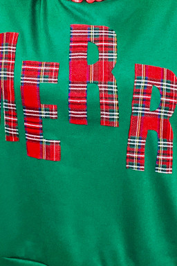 Sea Green Plaid MERRY Christmas Holiday Sweatshirt