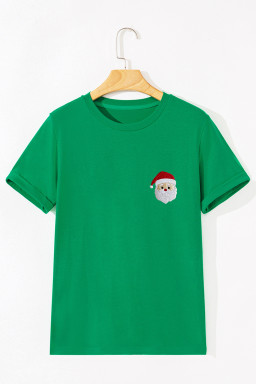 Bright Green Santa Clause Embroidered T Shirt