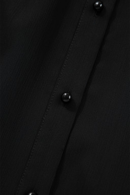 Black Ruffle Balloon Sleeve Chiffon Elegant Plus Size Shirt