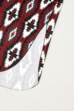 Red Western Aztec Printed Long T-shirt Dress