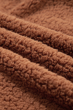 Straw Yellow Zip Up Hooded Sherpa Jacket