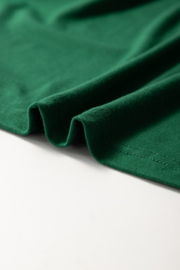 Dark Green Round Neck Rolled Sleeve Plus Size T-shirt