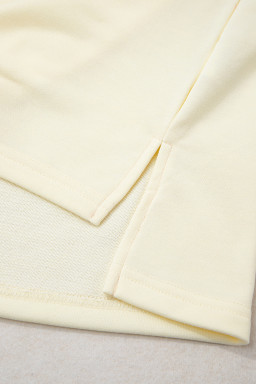 Yellow Cream Raw Seam Color Block Patchwork Plus Size V Neck Pullover