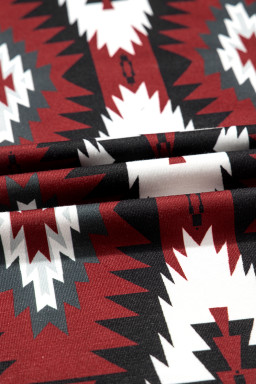 Red Western Aztec Printed Long T-shirt Dress