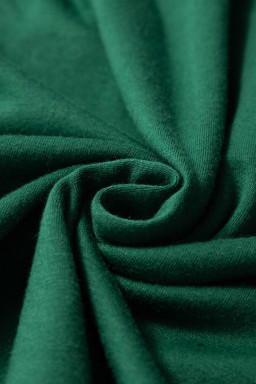 Dark Green Round Neck Rolled Sleeve Plus Size T-shirt