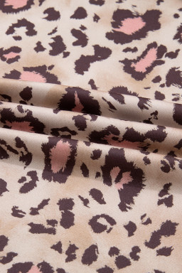 Brown Leopard Print Knit Patchwork Plus Hoodie