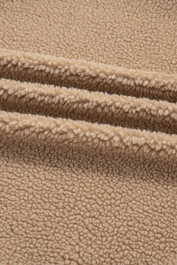 Casual Leopard Print Accent Plush Jacket with Pockets