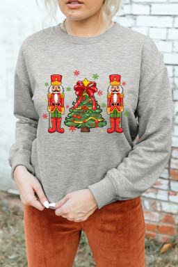 Gray Festive Nutcracker Men Guard Graphic Pullover Sweatshirt