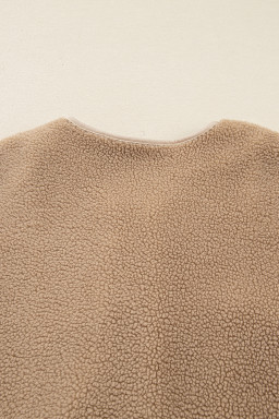 Casual Leopard Print Accent Plush Jacket with Pockets