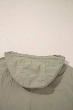 Laurel Green Zipped Pocket Cropped Hooded Utility Jacket
