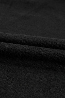 Black Solid Fleece Lined Drop Shoulder High Low Sweatshirt