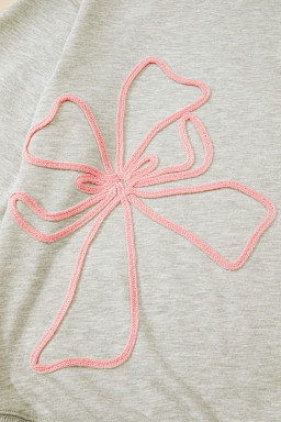 Light Grey Plus Size Thread Embroidered Drop Shoulder Round Neck Sweatshirt