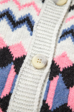 Pink Stripe Geometric Button Up Sweater Cardigan
