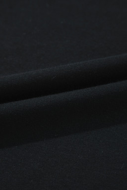 Black Solid Crew Neck Drop Shoulder Plus Size Sweatshirt