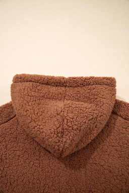 Straw Yellow Zip Up Hooded Sherpa Jacket