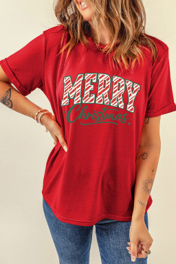 Red Merry Christmas Womens Graphic Tee