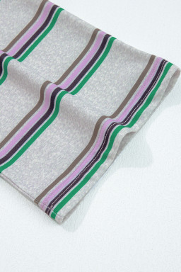 Purple Stripe Oversize Drop Shoulder Long Sleeve Casual Top