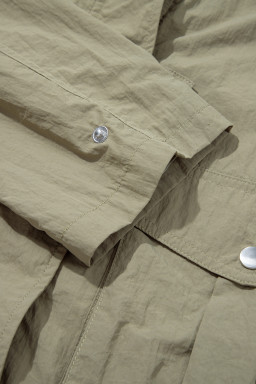 Laurel Green Zipped Pocket Cropped Hooded Utility Jacket