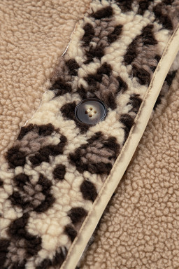 Casual Leopard Print Accent Plush Jacket with Pockets