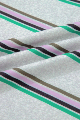 Purple Stripe Oversize Drop Shoulder Long Sleeve Casual Top