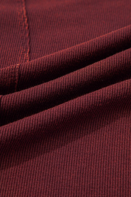 Burgundy Exposed Seam Ribbed Long Sleeve Top