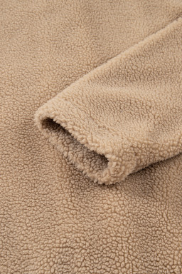 Casual Leopard Print Accent Plush Jacket with Pockets