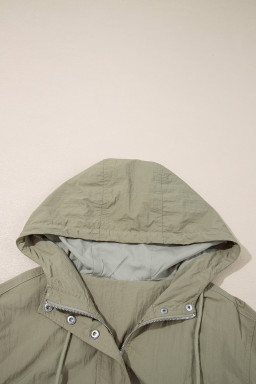 Laurel Green Zipped Pocket Cropped Hooded Utility Jacket