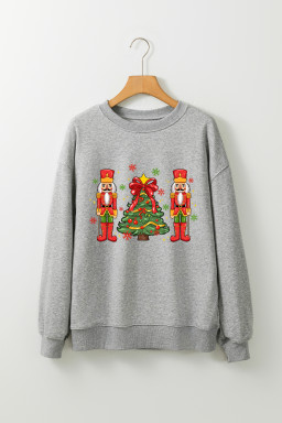 Gray Festive Nutcracker Men Guard Graphic Pullover Sweatshirt