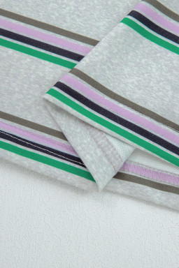 Purple Stripe Oversize Drop Shoulder Long Sleeve Casual Top