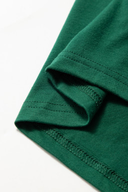 Dark Green Round Neck Rolled Sleeve Plus Size T-shirt