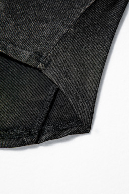 Black Exposed Seam Ribbed Long Sleeve Top