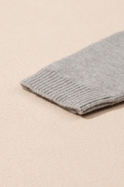 Gray Solid Color Textured Detail Button Down Long Sleeve Sweater Cardigan