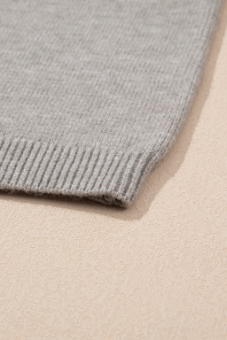 Gray Solid Color Textured Detail Button Down Long Sleeve Sweater Cardigan