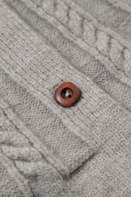 Gray Solid Color Textured Detail Button Down Long Sleeve Sweater Cardigan