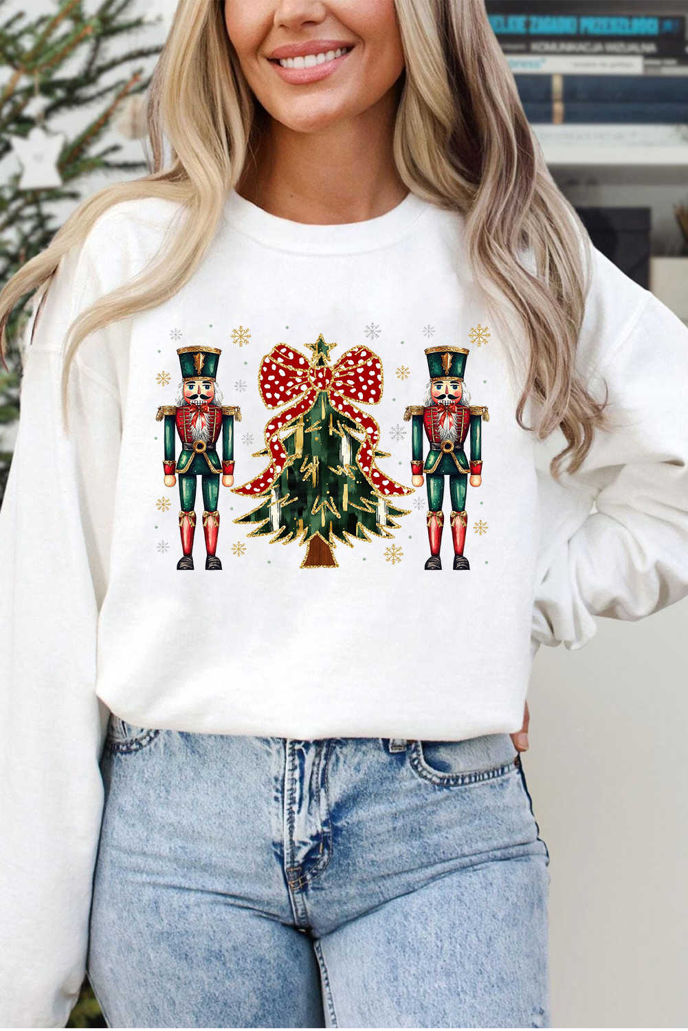 White Nutcracker Man Guard Christmas Holiday Graphic Sweatshirt