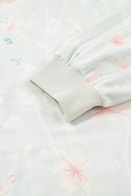 Gray Floral Print Plus Size Loose Hoodie