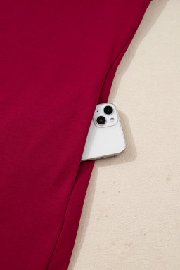 Racing Red Contrast Striped Bow Detail Drop Shoulder Sweatshirt Dress with Pockets