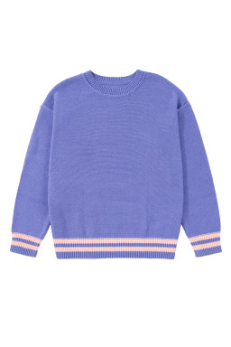 Wisteria Plus Size Striped Trim Drop Shoulder Knit Loose Sweater