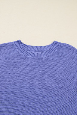 Wisteria Plus Size Striped Trim Drop Shoulder Knit Loose Sweater