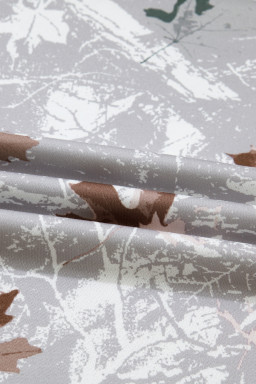 Gray Maple Leaf Camo Print Varsity Striped Sleeve Casual Sweatshirt