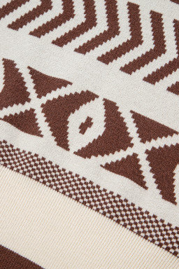 Brown Abstract Print Pullover Sweater