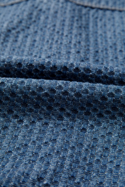 Blue Double Flap Pocket Denim Textured Button Down Jacket